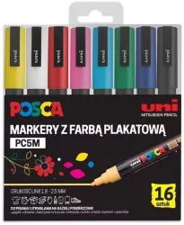 Posca. Markery plakatowe PC-5M, 16 kolorów