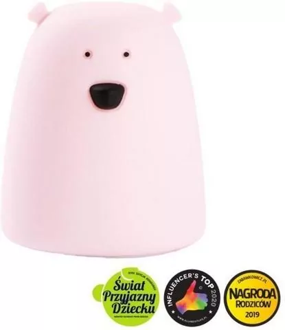 Miś mały lampka silikonowa, różowa - tantis.pl