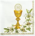 Serwetki komunia Kielich biały 33x33cm - tantis.pl