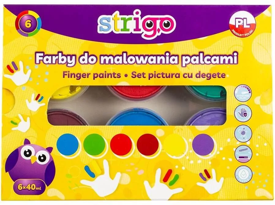 Farby do malowania palcami 40ml. 6 kolorów - tantis.pl