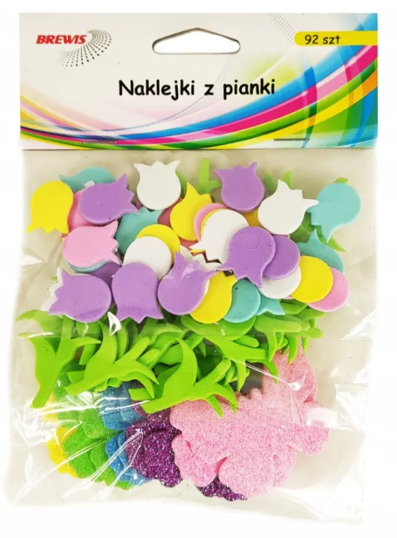 Naklejki z pianki. Kwiaty z brokatem - tantis.pl