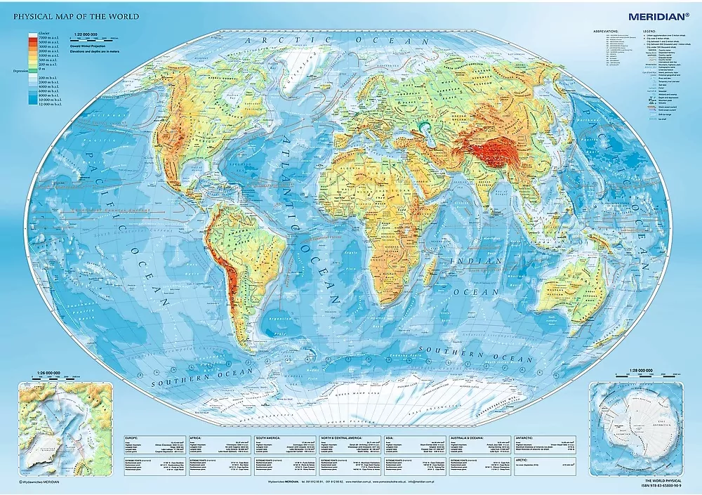 Mapa fizyczna świata. 10463. Puzzle 1000 elementów. Trefl - tantis.pl