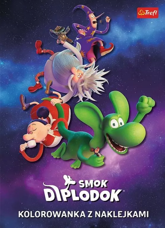 Smok Diplodok. Kolorowanka z naklejkami - tantis.pl
