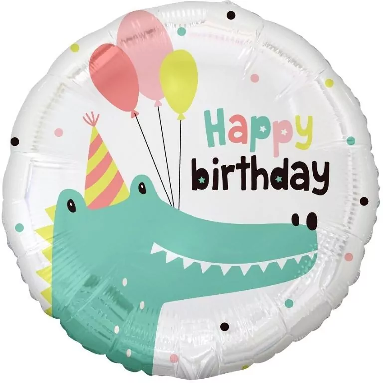 Balon foliowy Krokodylek Happy Birthday 45cm - tantis.pl