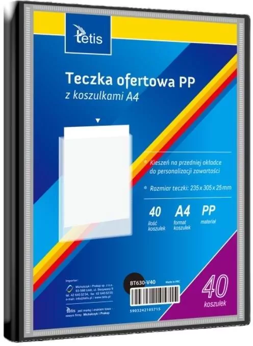 Teczka ofertowa A4 PP + 40 koszulek czarna - tantis.pl