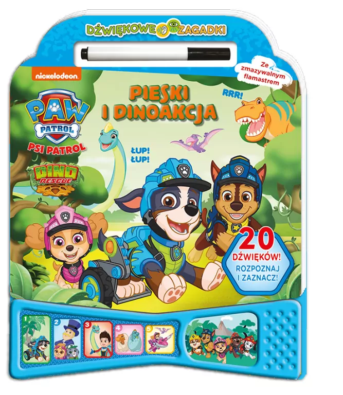Psi Patrol. Pieski i dinoakcja. Dźwiękowe zagadki. Cz.1 - tantis.pl