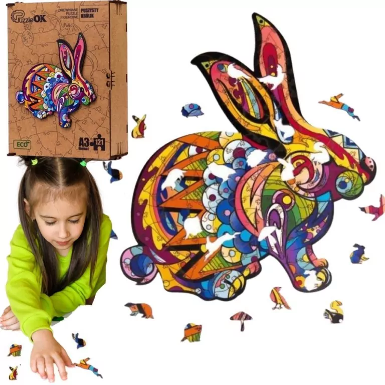 Puzzle drewniane eko 121. Puszysty królik - tantis.pl