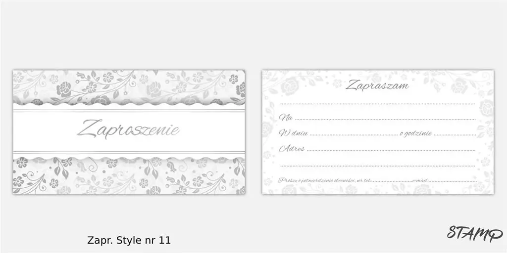 Zaproszenia Style wzór nr 11 10szt - tantis.pl