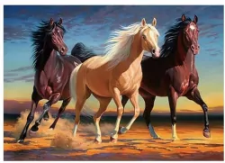 Mozaika diamentowa 5D - Konie 40x30cm