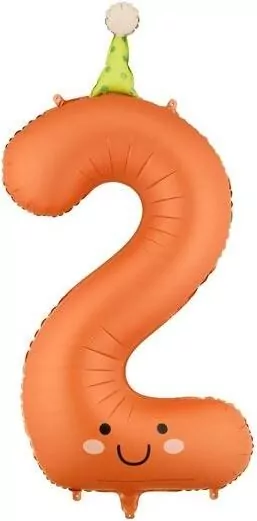 Balon foliowy Cyfra 2 pomarańczowy 86cm - tantis.pl