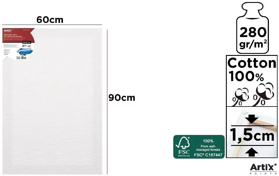 Podobrazie 60x90x1,5cm 380G/m2 - tantis.pl