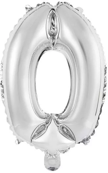 Balon foliowy mini cyfra 0 srebrna 30,5x40cm - tantis.pl