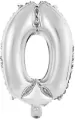 Balon foliowy mini cyfra 0 srebrna 30,5x40cm - tantis.pl