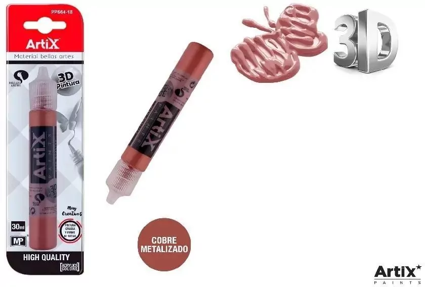 Farba strukturalna 3D miedziany metalizowany 30ml - tantis.pl