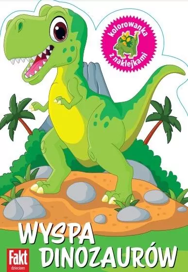 Wyspa dinozaurów. Kolorowanka z naklejkami - tantis.pl