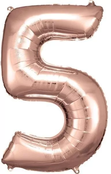 Balon foliowy cyfra 5 różowe złoto 57x86cm - tantis.pl