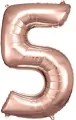 Balon foliowy cyfra 5 różowe złoto 57x86cm - tantis.pl