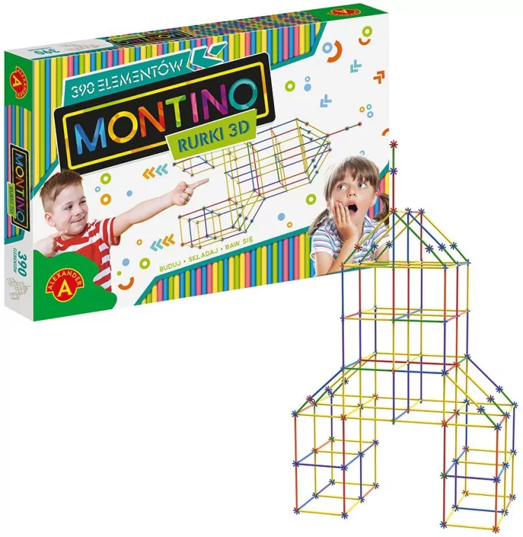 Monitino. Rurki 3D. 390 elementów - tantis.pl