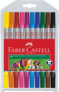 Faber-Castell. Flamastry dwustronne, 10 kolorów - tantis.pl