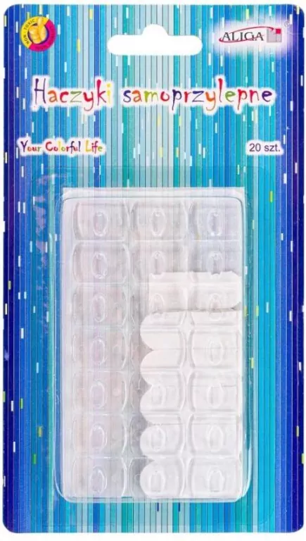Haczyki samoprzylepne bezbarwne 1,8x1,3cm 20szt - tantis.pl