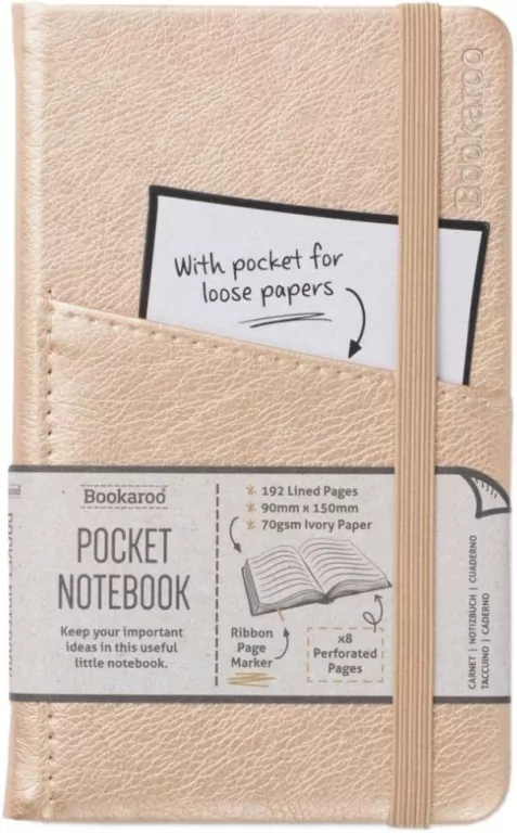 Bookaroo Notatnik Journal Pocket A6. Złoty - tantis.pl