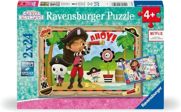 Ravensburger. Puzzle 2x24 dla dzieci. Koci Domek Gabi - tantis.pl