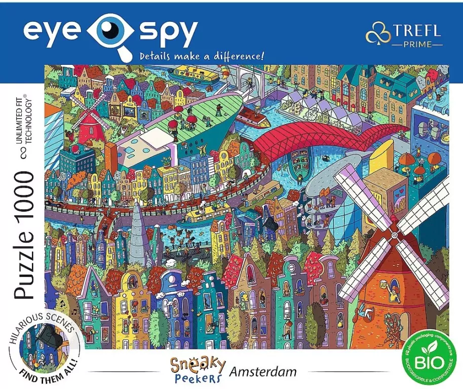 Puzzle 1000. Eye-Spy Sneaky Peekers Amsterdam TREFL - tantis.pl