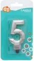 Świeczka cyferka 5 - Diament metalik srebrny 7,6cm - tantis.pl