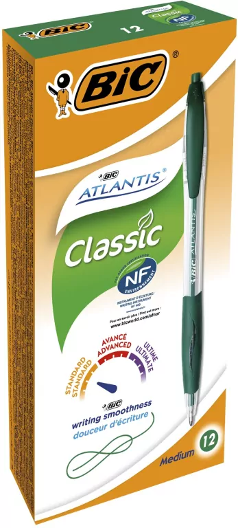 Długopis BIC Atlantis Classic zielony (12 sztuk) - tantis.pl