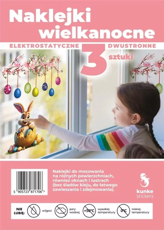 Naklejki Wielkanocne Gałązka i zajączek 3szt - tantis.pl