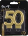 Świeczka cyferka 50 Beauty&Charm metalik złota 8cm - tantis.pl