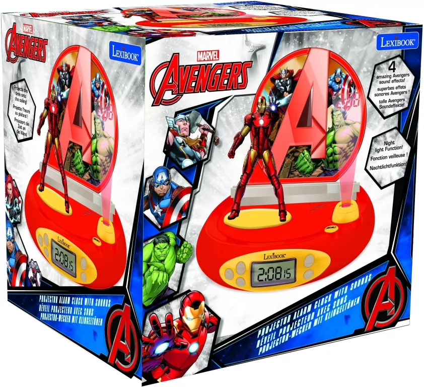 Lexibook. Budzik z projektorem 3D. Iron Man Avengers RP510AV - tantis.pl