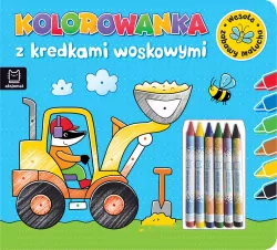 Kolorowanka z kredkami woskowymi. Wesołe zabawy malucha. Książeczka niebieska