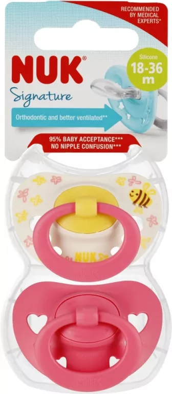 NUK. Signature. Smoczki. 18-36 miesięcy. Pszczółka i czerwony - tantis.pl