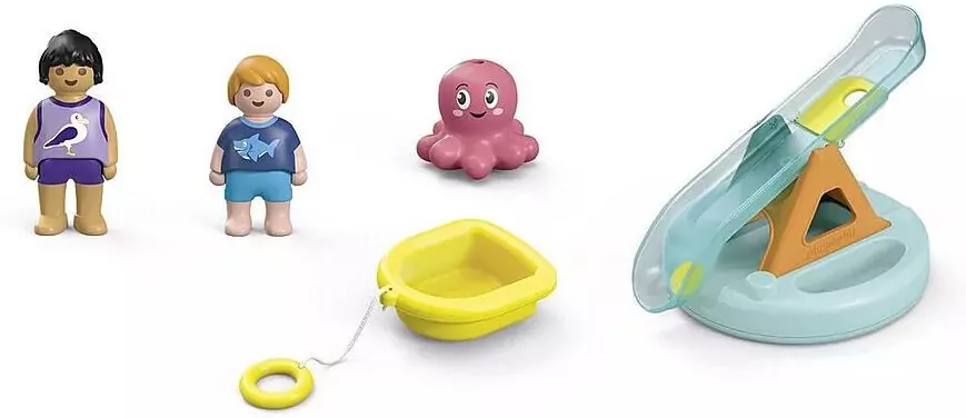 Pływająca wyspa ze zjeżdżalnią. Zestaw z figurkami Junior Aqua 71 687 - tantis.pl