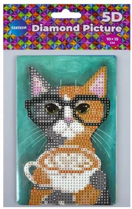 Diamentowa mozaika ze sztalugą 5D. Kot 10x15cm - tantis.pl