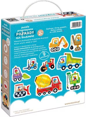 CzuCzu. Puzzle progresywne. Pojazdy na budowie 2+