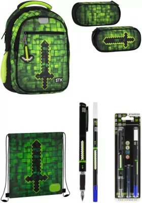 Pakiet Pixel: Plecak / Piórnik saszetka / Worek na buty / GRATIS Pióro wieczne z nabojami i wymazywaczem