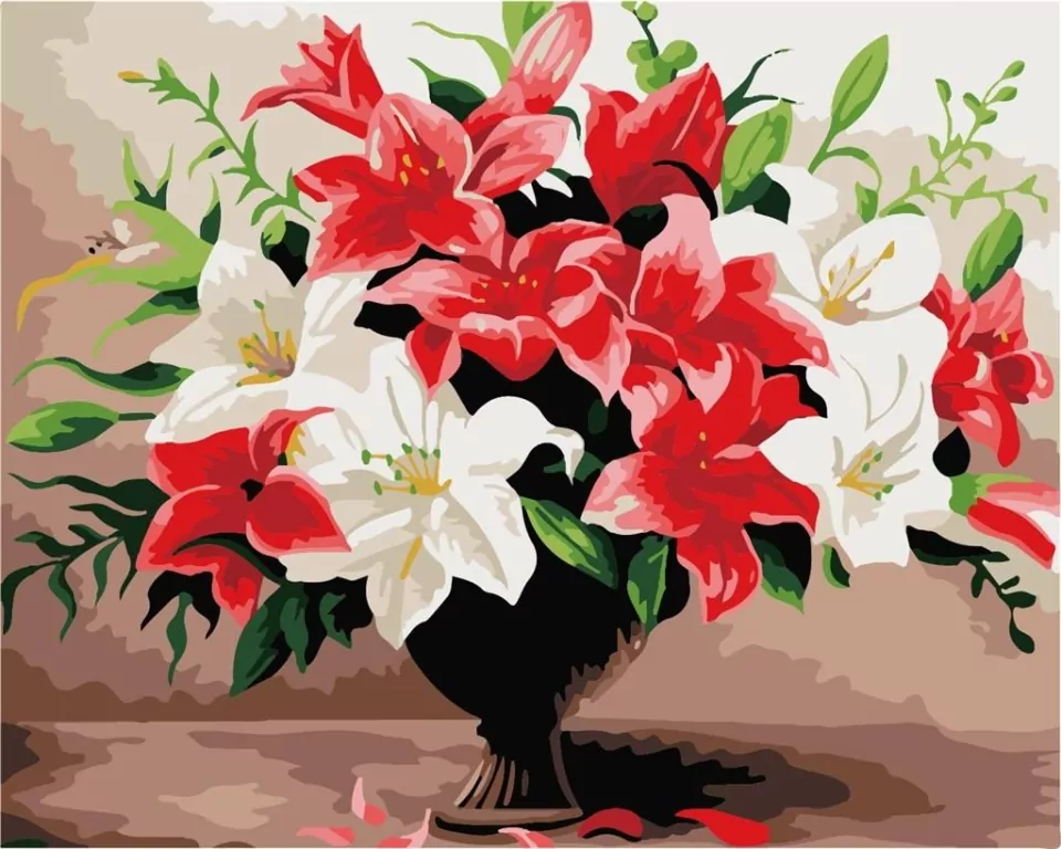 Malowanie po numerach - Liliowy bukiet 40x50cm - tantis.pl