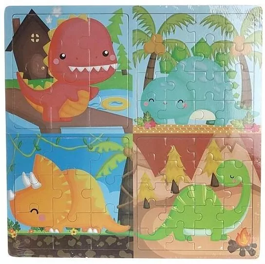 Układanka. Puzzle drewniane 4w1. Dinozaury - tantis.pl