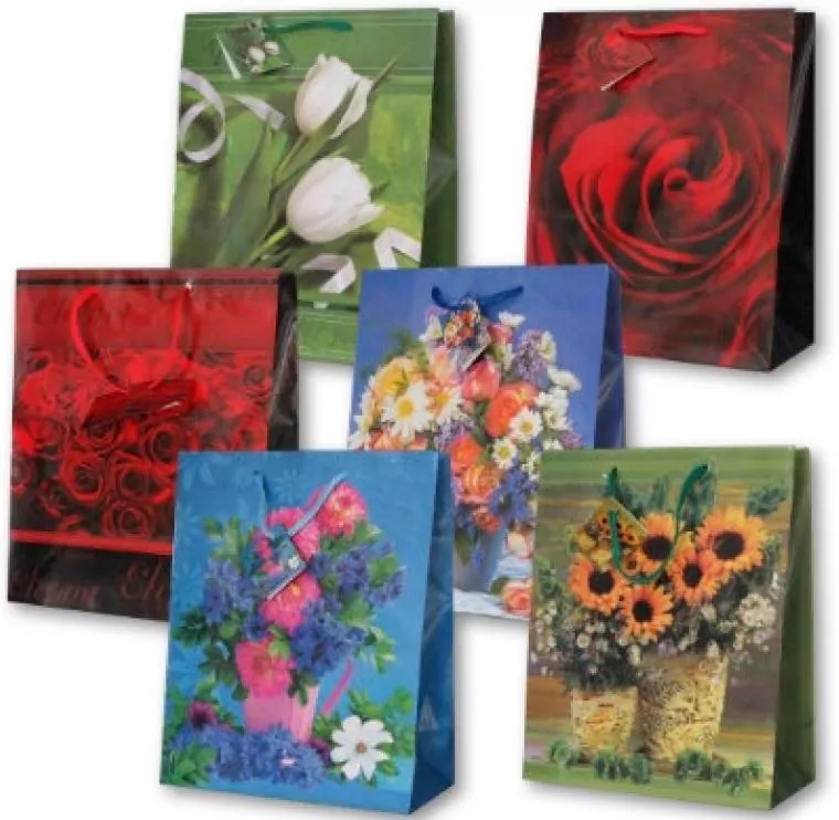 Torebka ozdobna laminowana PL-6 zestaw 44 kwiaty - tantis.pl