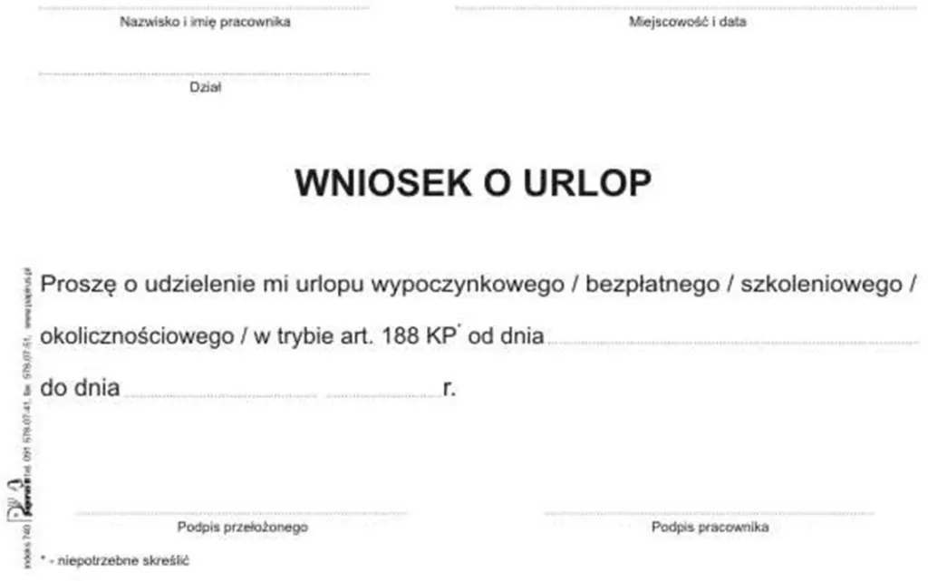 Wniosek o urlop offset A6/60k - tantis.pl