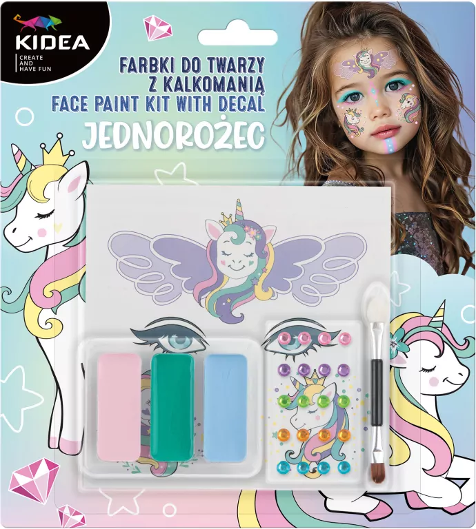 Farbki do twarzy z kalkomanią Unicorn KIDEA - tantis.pl