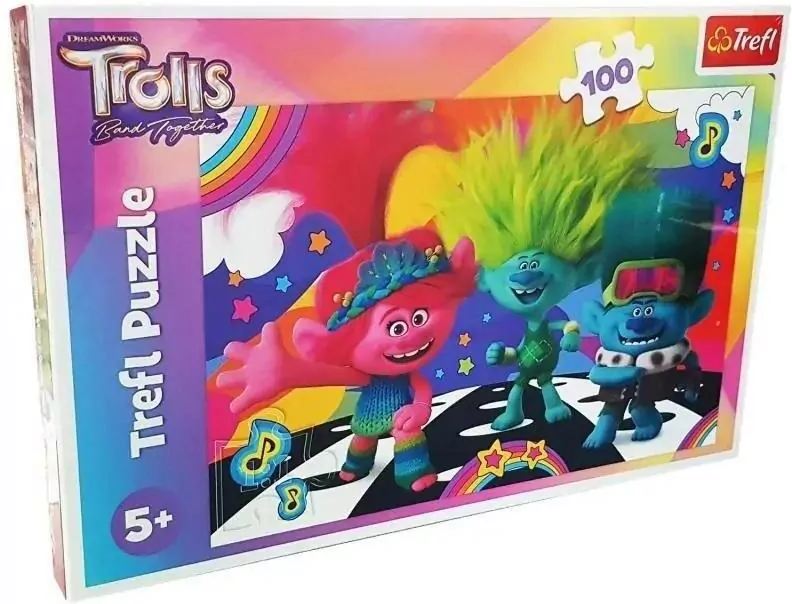 Puzzle 100 Glitter. Błyszczące Trolle - tantis.pl