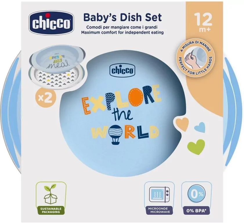 Chicco. Talerze. 12 miesięcy. Niebieski. 2 sztuki - tantis.pl