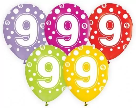 Balony z cyframi 9 5szt - tantis.pl