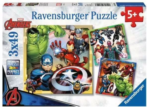 Ravensburger. Puzzle 3x49 dla dzieci. Marvel Avengers - tantis.pl