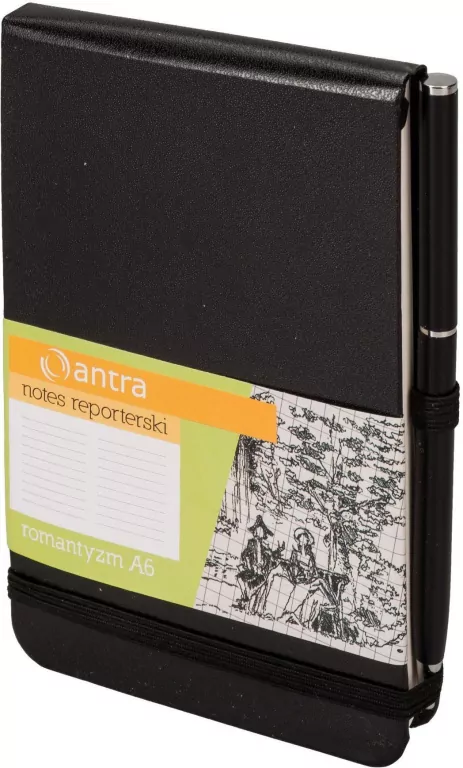 Notes Reporterski A6 Gładki Romantyzm Czarny - tantis.pl