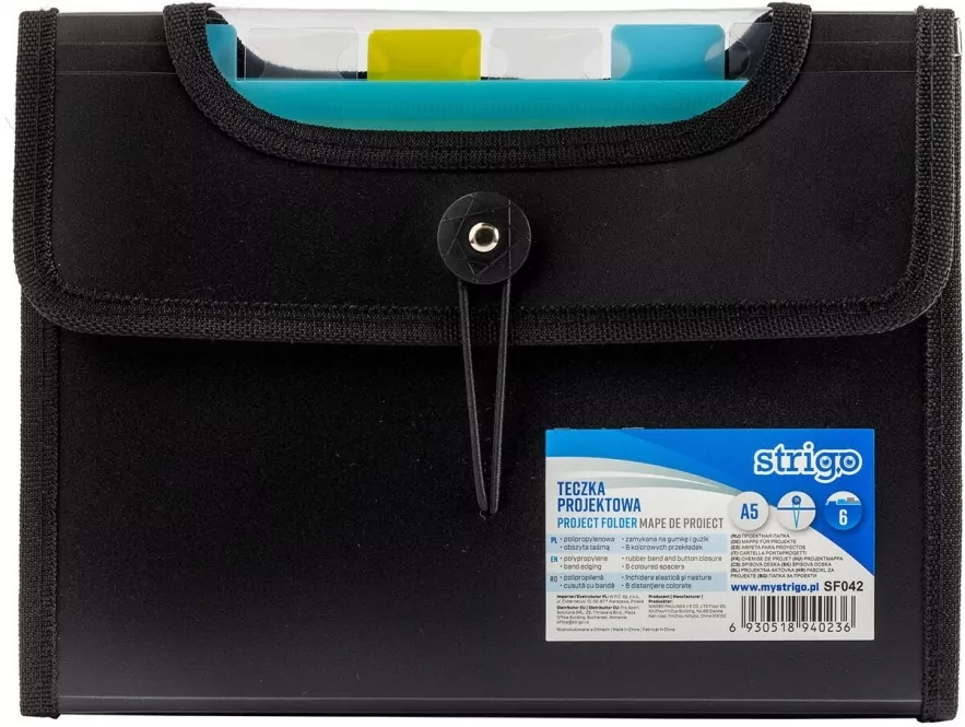 Teczka A5 z przekładkami. V-file czarna - tantis.pl