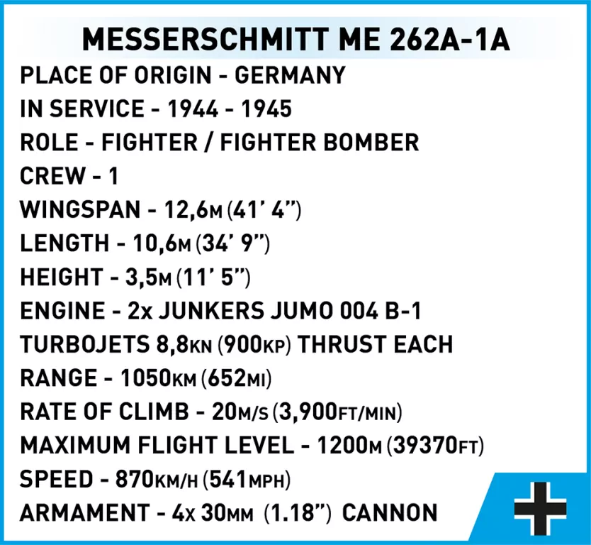 HC WWII Messerschmitt ME 262A-1A - tantis.pl
